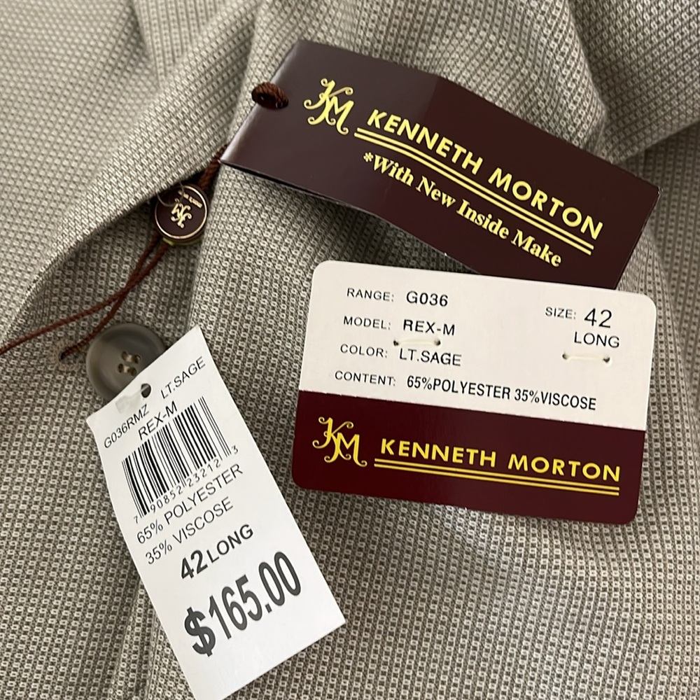 Kenneth Morton Men’s Sport Coat / Blazer Tan Two Buttons One Vent Size Various - Picture 10 of 15